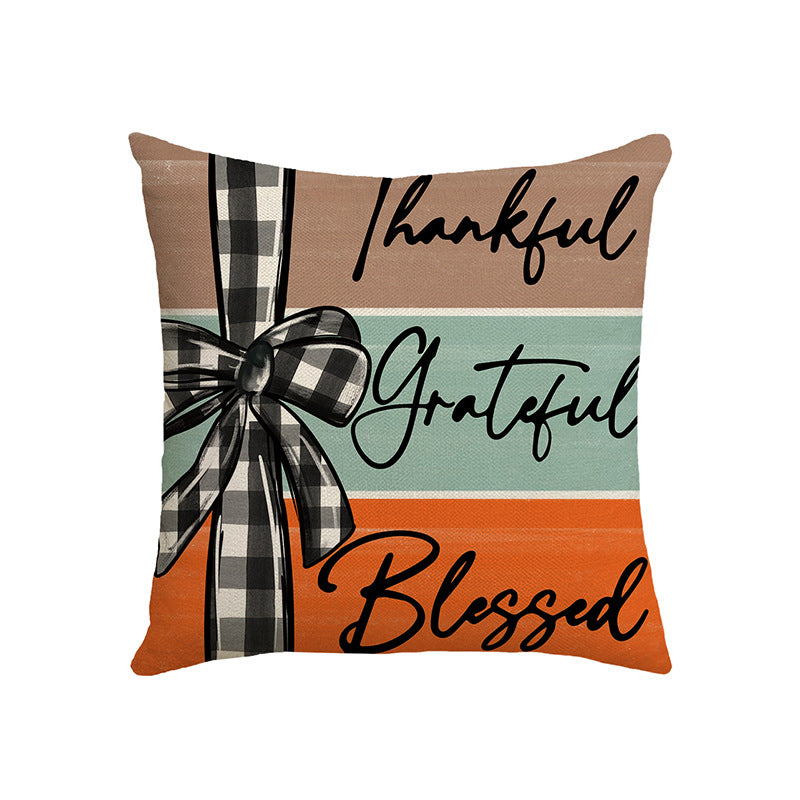 Fall Pumpkin Home Sweet Home Throw Pillow Covers, 18 X 18 Inch Autumn Thankful Grateful Blessed Harvest Floral Decorations For Sofa Couch