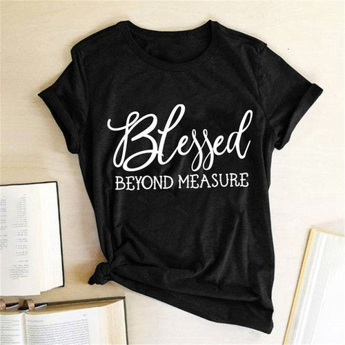 Blessed Measure Women'S T-Shirt Harajuku Aesthetic Top Graphic T-Shirt Women'S Short Sleeve Round Neck Women'S Clothing