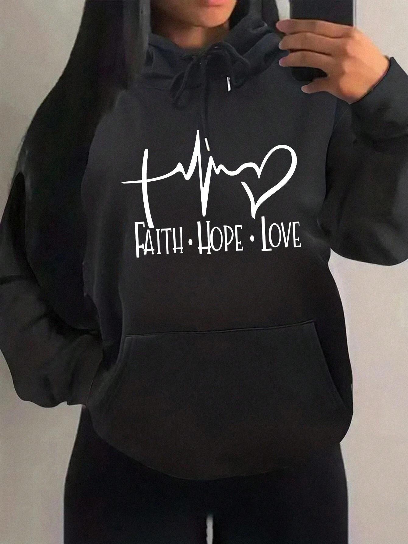 Faith Hope Love Letter Graphic Women Hoodie