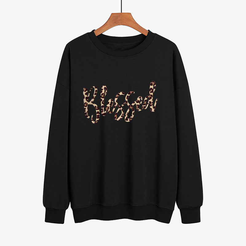 Blessed Leopard Print Long Sleeve Sweatshirt