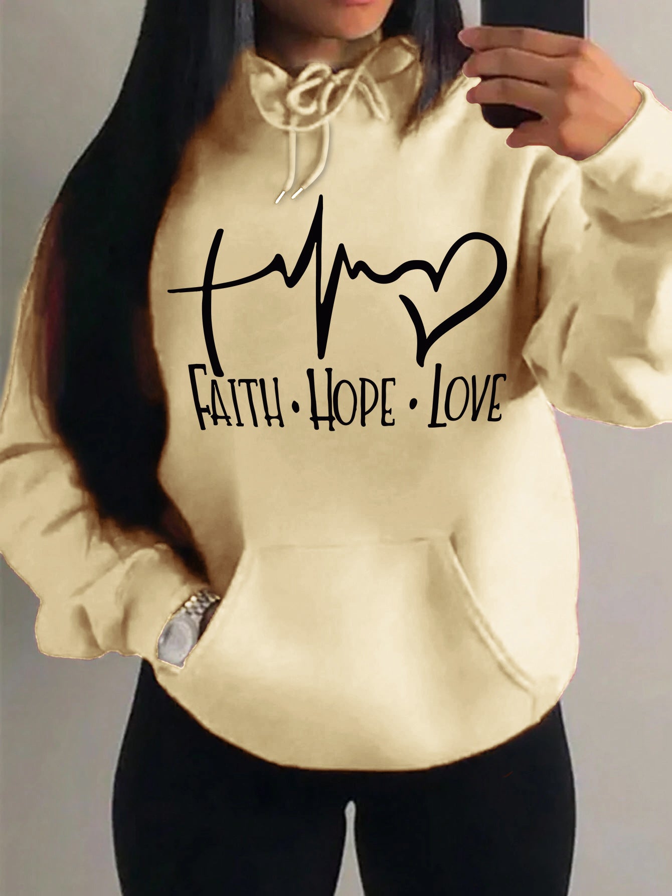 Faith Hope Love Letter Graphic Women Hoodie