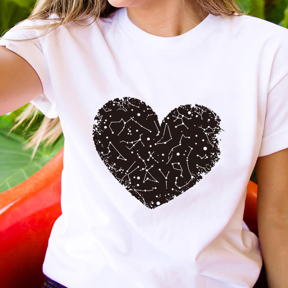 Fashion New Constellation Love Printing Valentine's Day T-shirt Round Neck