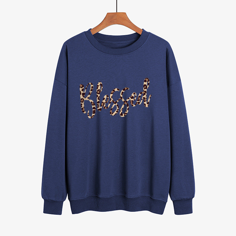 Blessed Leopard Print Long Sleeve Sweatshirt
