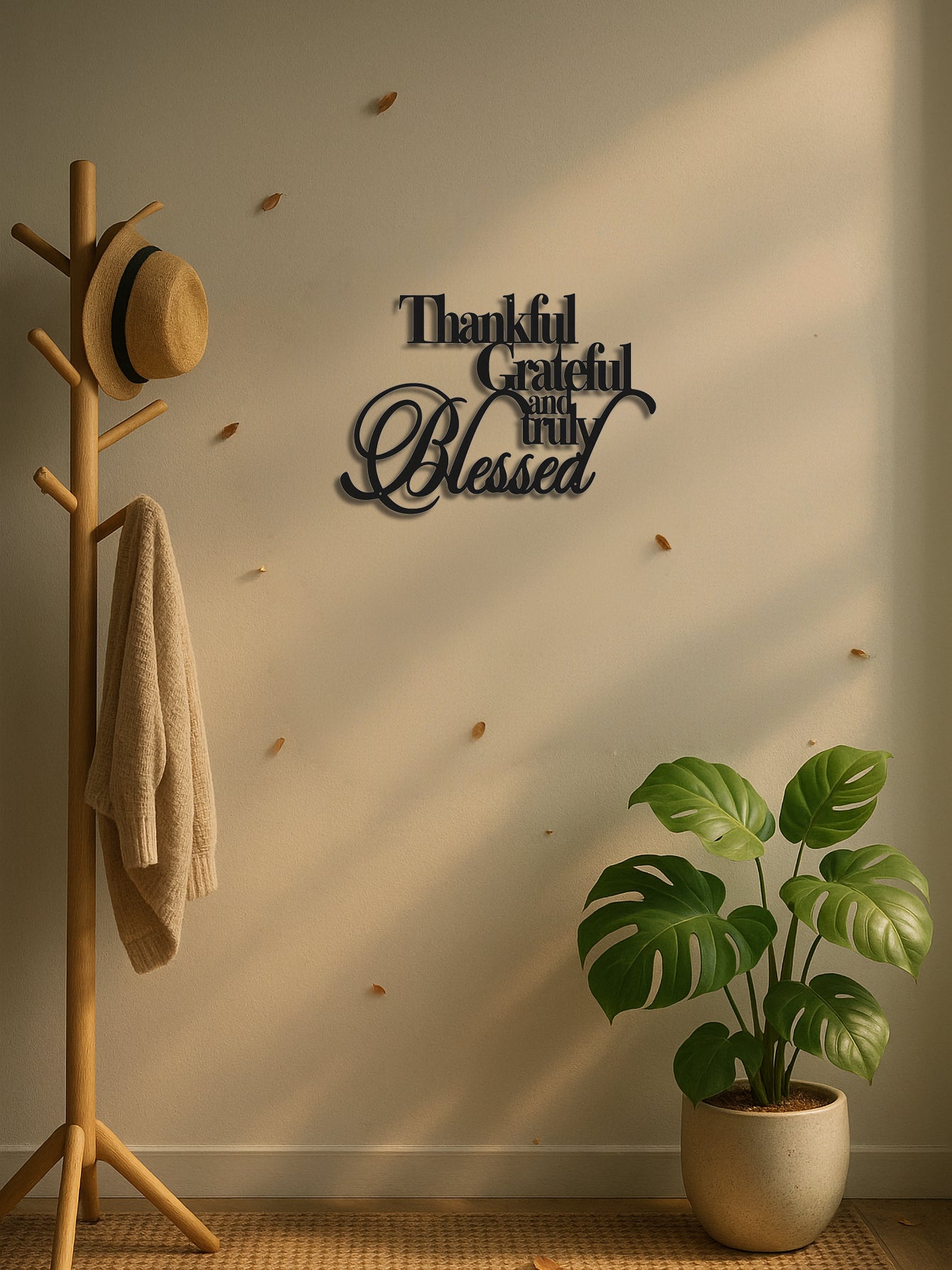 Elegant Thankful Grateful Blessed Metal Art -Wall Decor For Home Office Bedroom