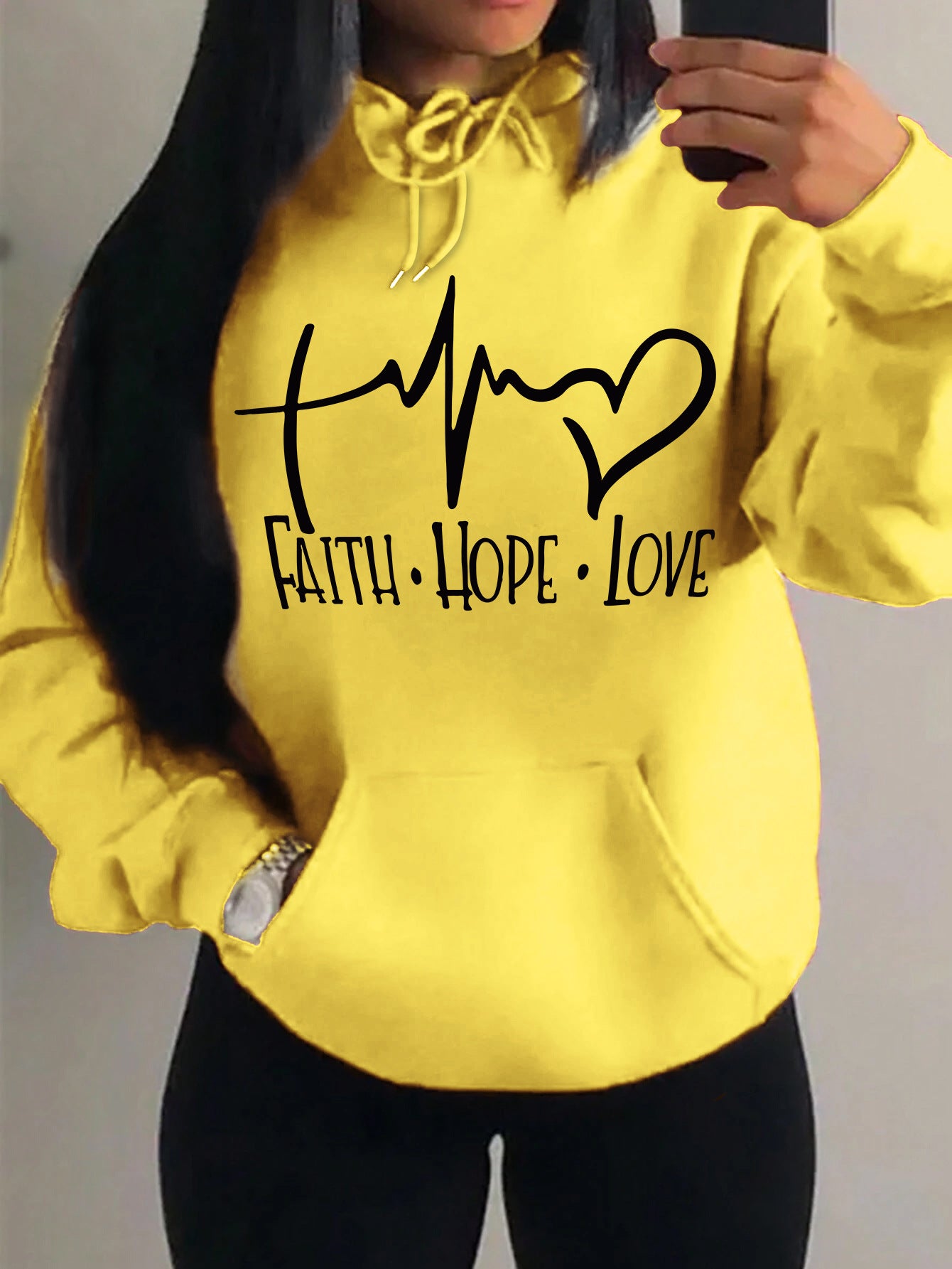 Faith Hope Love Letter Graphic Women Hoodie