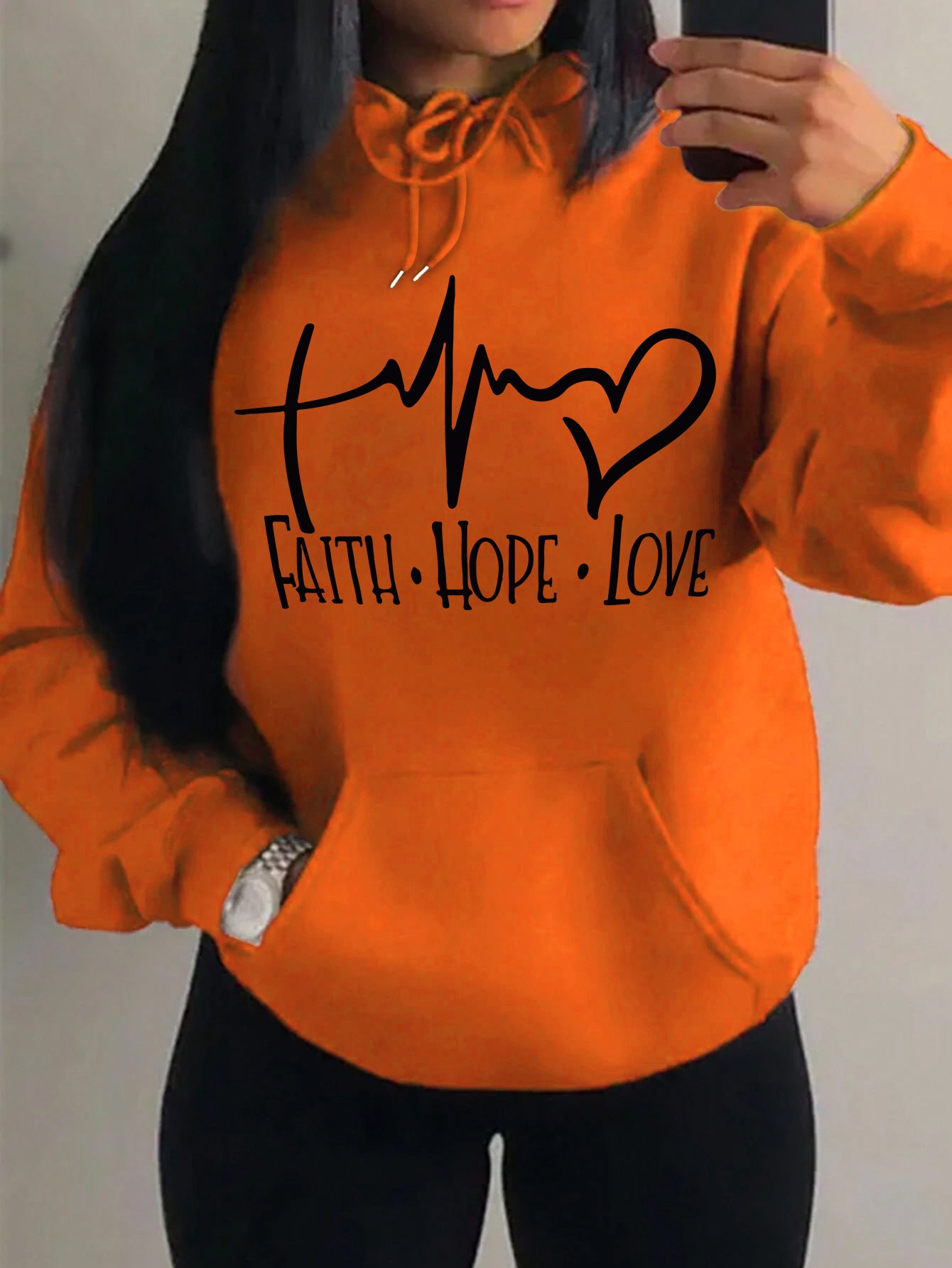 Faith Hope Love Letter Graphic Women Hoodie