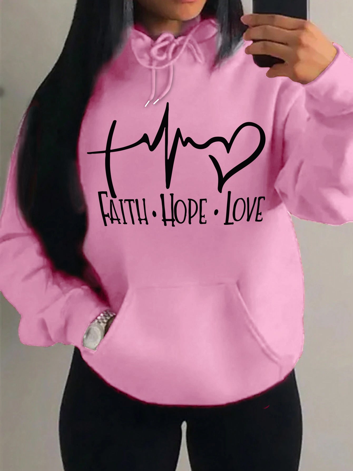 Faith Hope Love Letter Graphic Women Hoodie