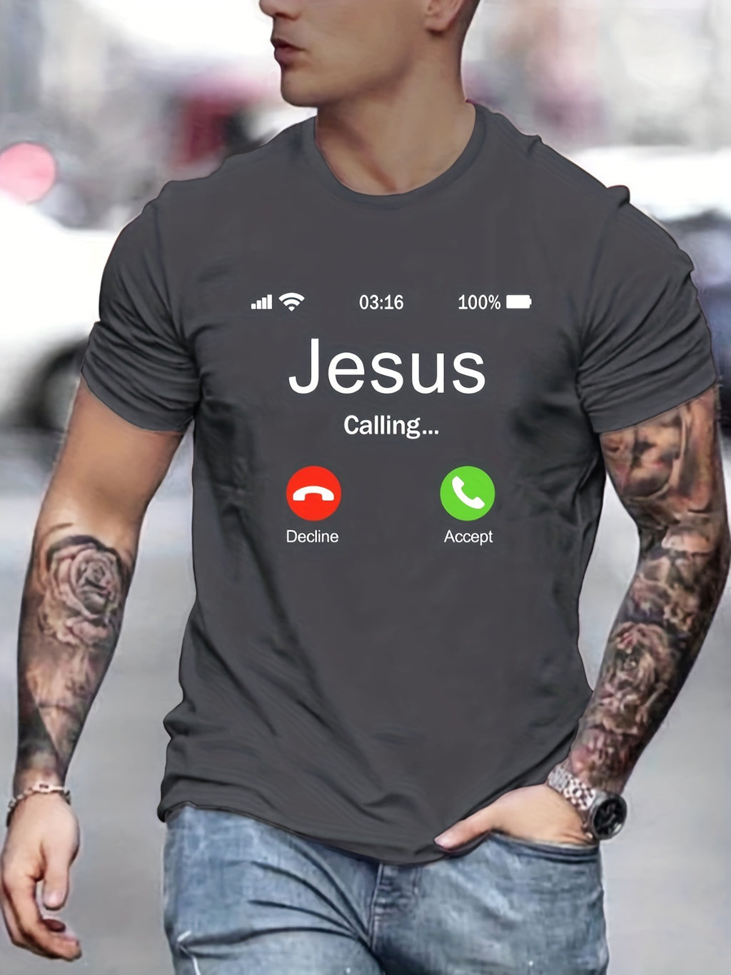 Jesus Calls For Printed Men's Comfortable T-shirts