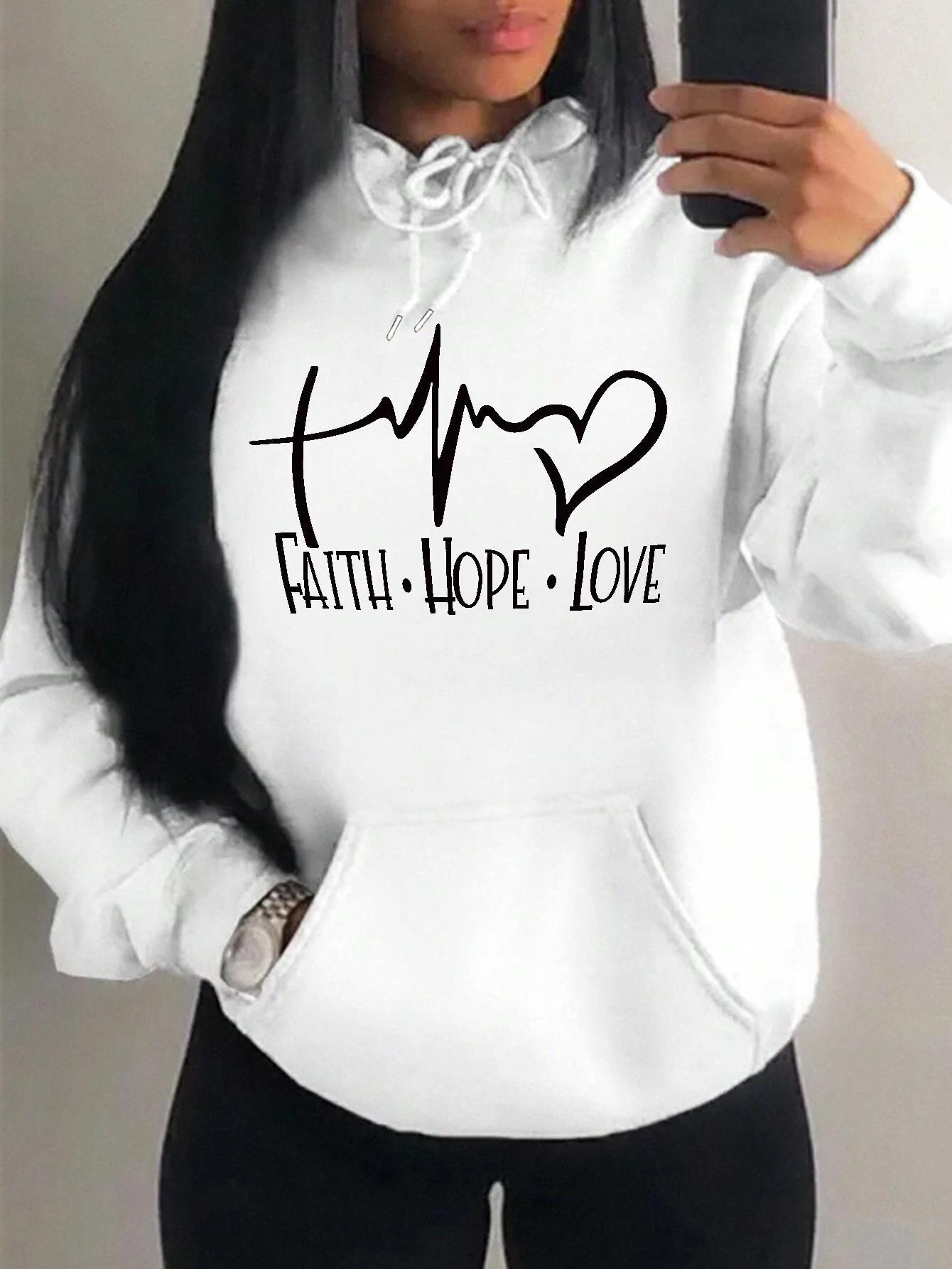 Faith Hope Love Letter Graphic Women Hoodie