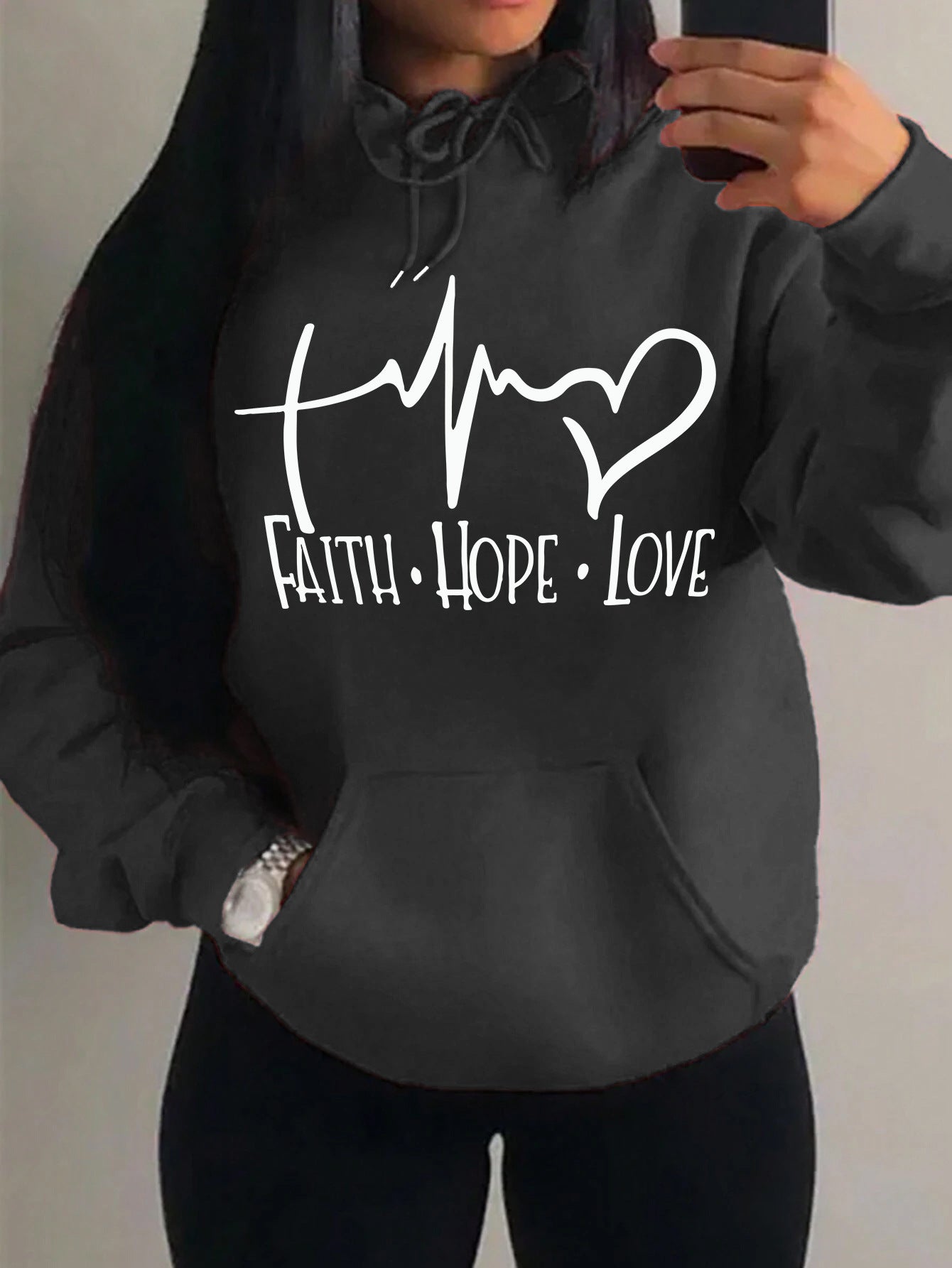 Faith Hope Love Letter Graphic Women Hoodie