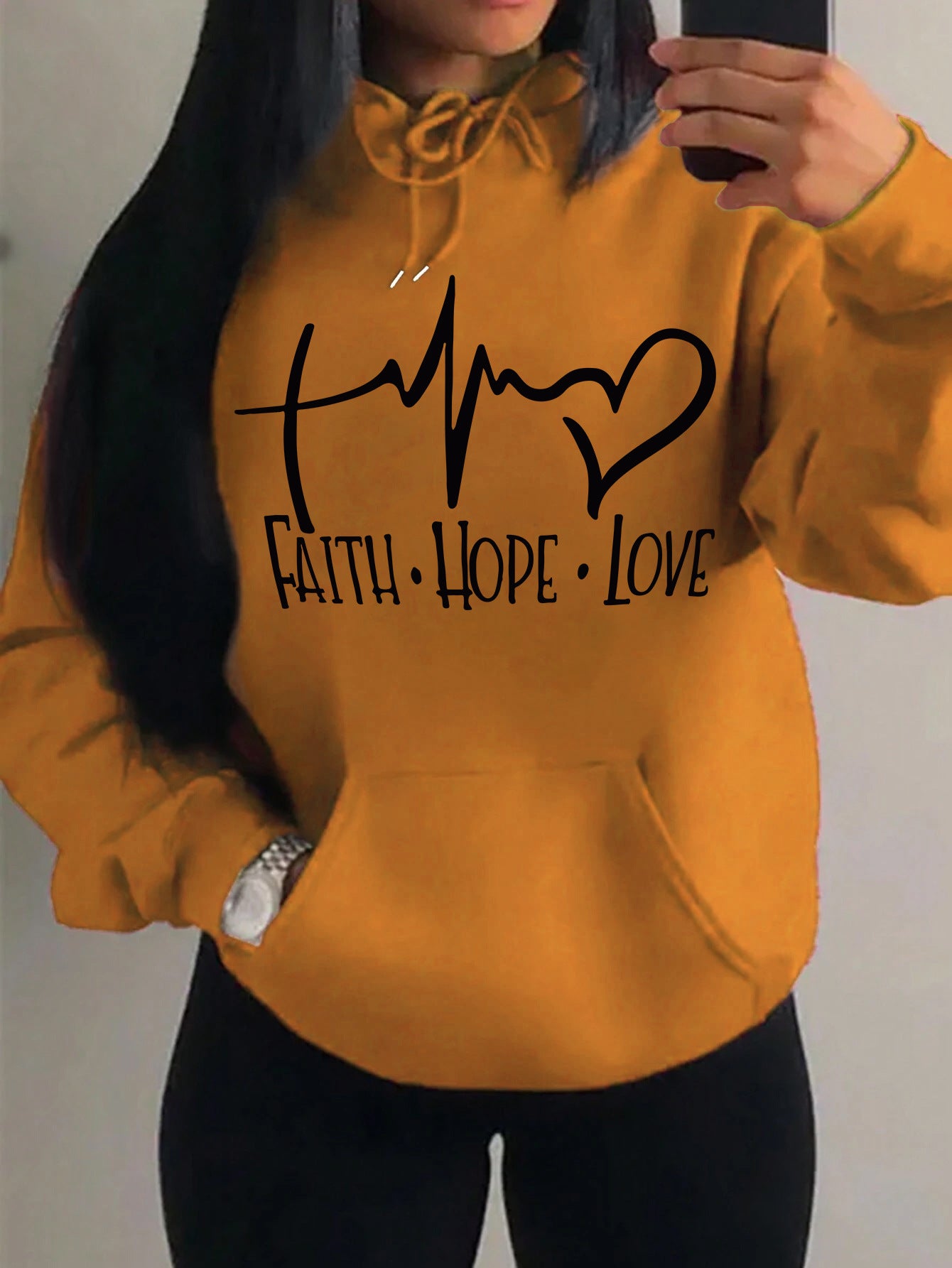 Faith Hope Love Letter Graphic Women Hoodie