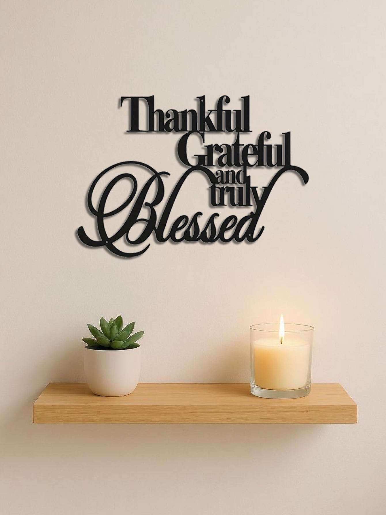 Elegant Thankful Grateful Blessed Metal Art -Wall Decor For Home Office Bedroom
