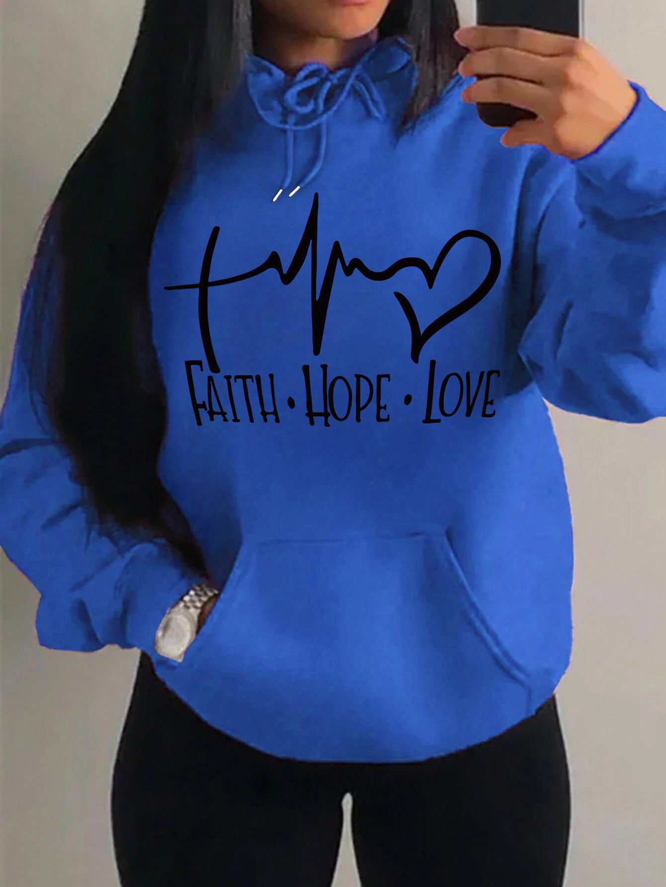 Faith Hope Love Letter Graphic Women Hoodie