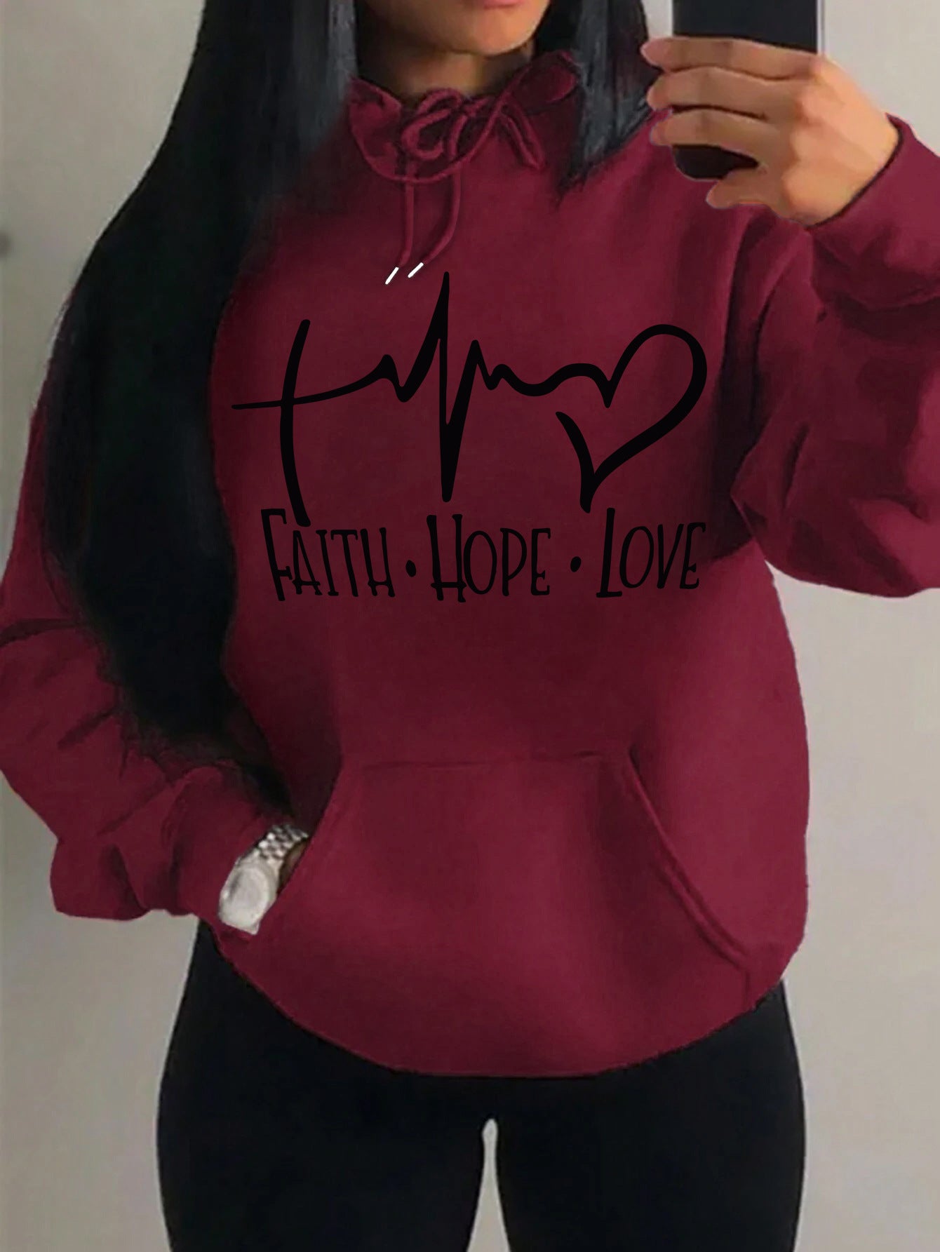 Faith Hope Love Letter Graphic Women Hoodie