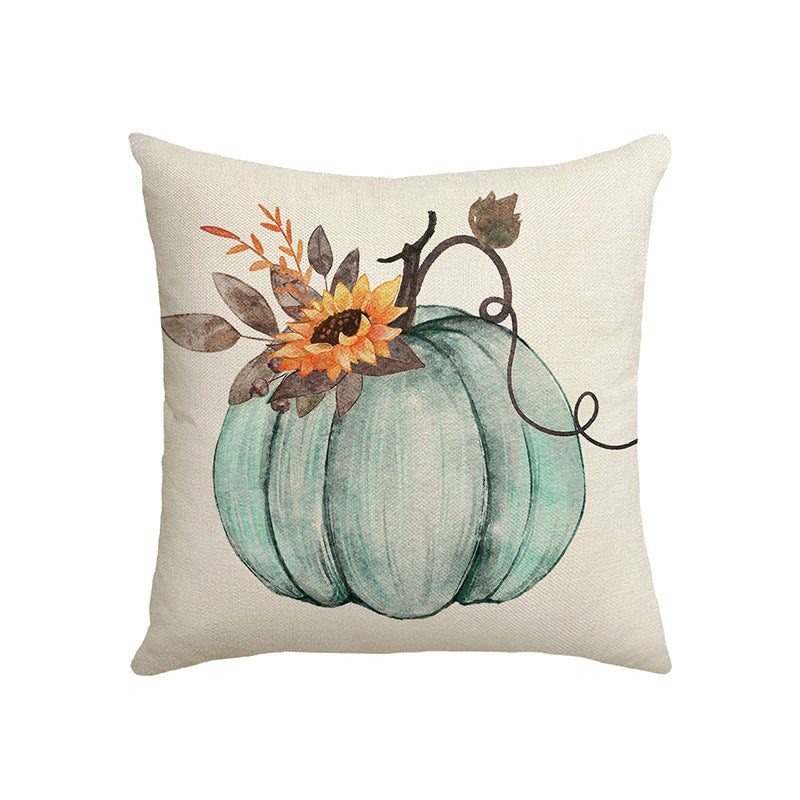 Fall Pumpkin Home Sweet Home Throw Pillow Covers, 18 X 18 Inch Autumn Thankful Grateful Blessed Harvest Floral Decorations For Sofa Couch
