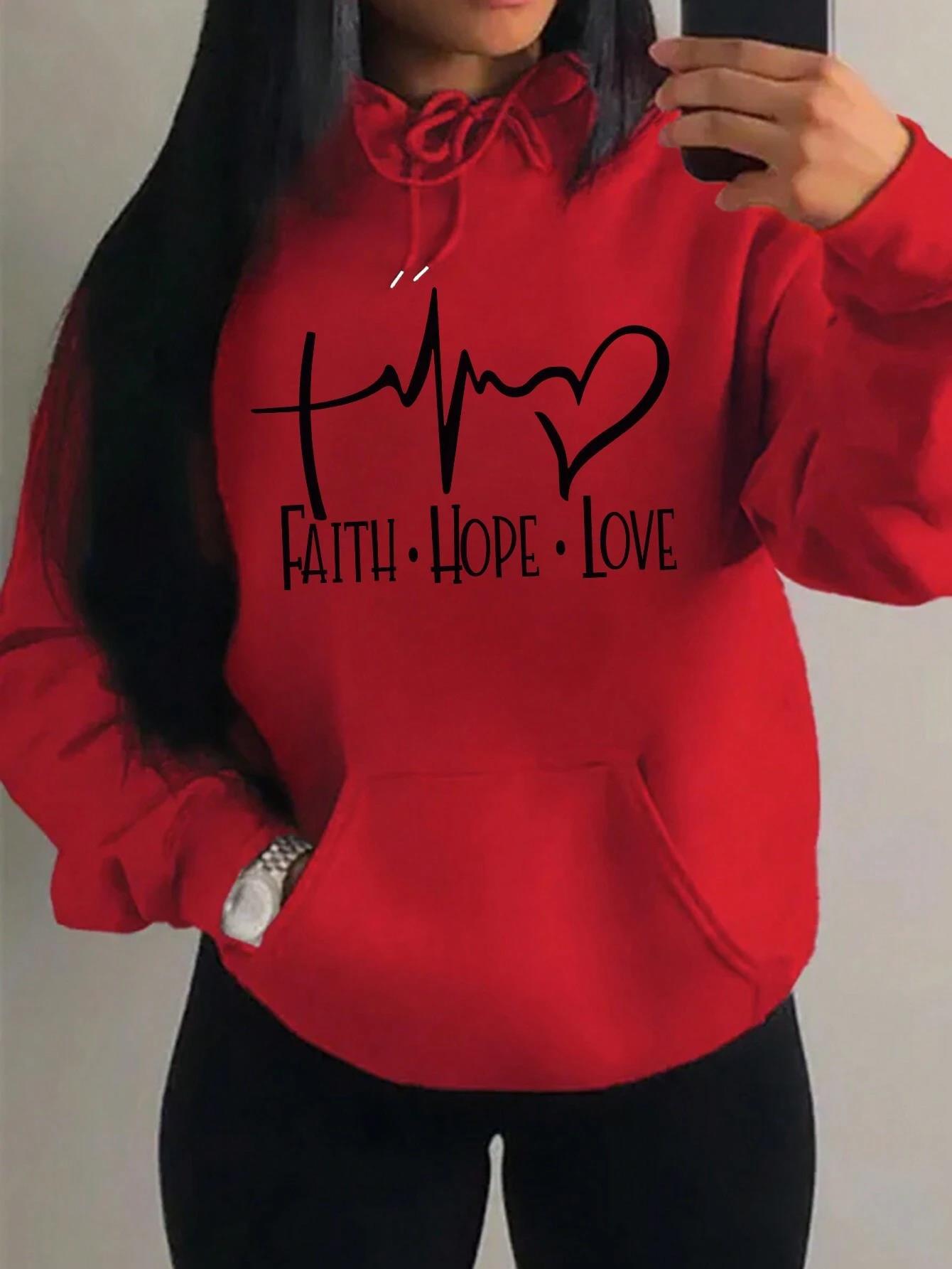 Faith Hope Love Letter Graphic Women Hoodie