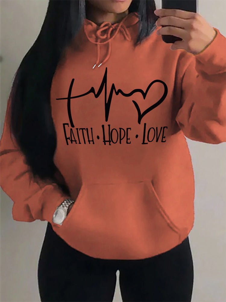Faith Hope Love Letter Graphic Women Hoodie